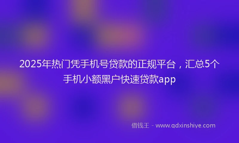 2025年热门凭手机号贷款的正规平台，汇总5个手机小额黑户快速贷款app