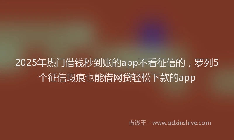 2025年热门借钱秒到账的app不看征信的，罗列5个征信瑕疵也能借网贷轻松下款的app