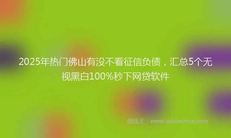 2025年热门佛山有没不看征信负债，汇总5个无视黑白100%秒下网贷软件