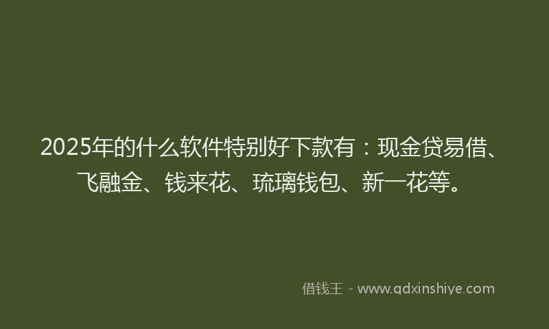 2025年的什么软件特别好下款有：现金贷易借、飞融金、钱来花、琉璃钱包、新一花等。