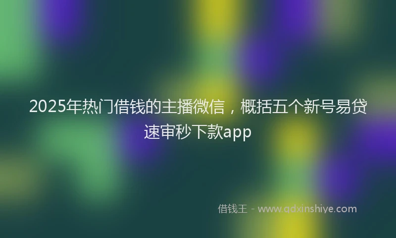 2025年热门借钱的主播微信，概括五个新号易贷速审秒下款app