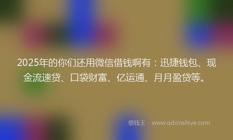 2025年的你们还用微信借钱啊有：迅捷钱包、现金流速贷、口袋财富、亿运通、月月盈贷等。