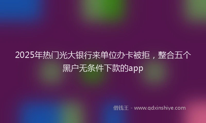 2025年热门光大银行来单位办卡被拒，整合五个黑户无条件下款的app