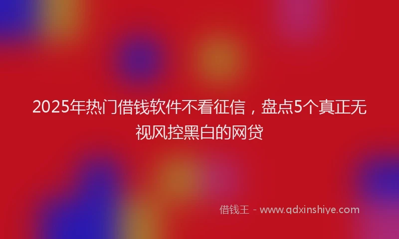 2025年热门借钱软件不看征信，盘点5个真正无视风控黑白的网贷