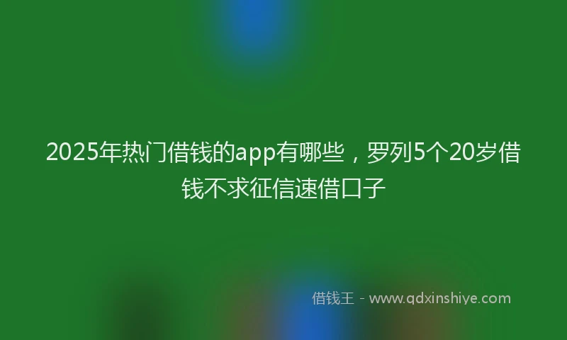 2025年热门借钱的app有哪些，罗列5个20岁借钱不求征信速借口子
