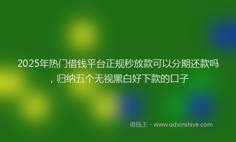 2025年热门借钱平台正规秒放款可以分期还款吗，归纳五个无视黑白好下款的口子