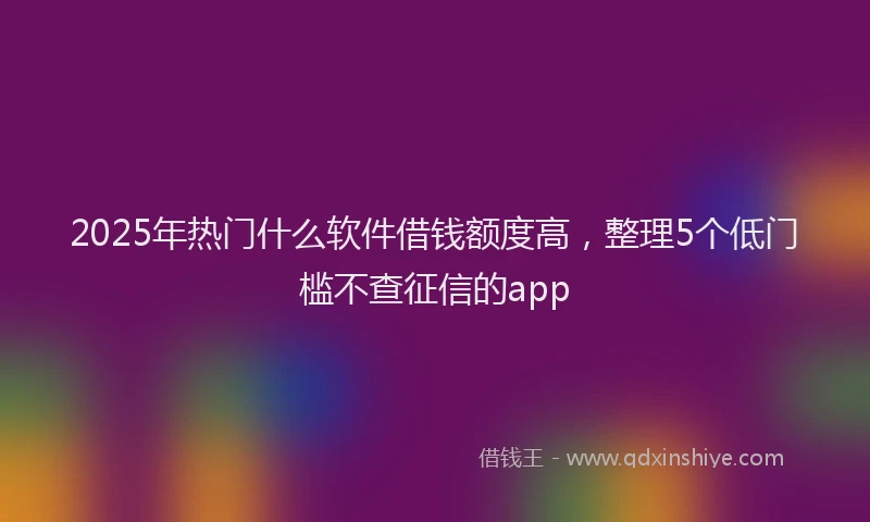 2025年热门什么软件借钱额度高，整理5个低门槛不查征信的app