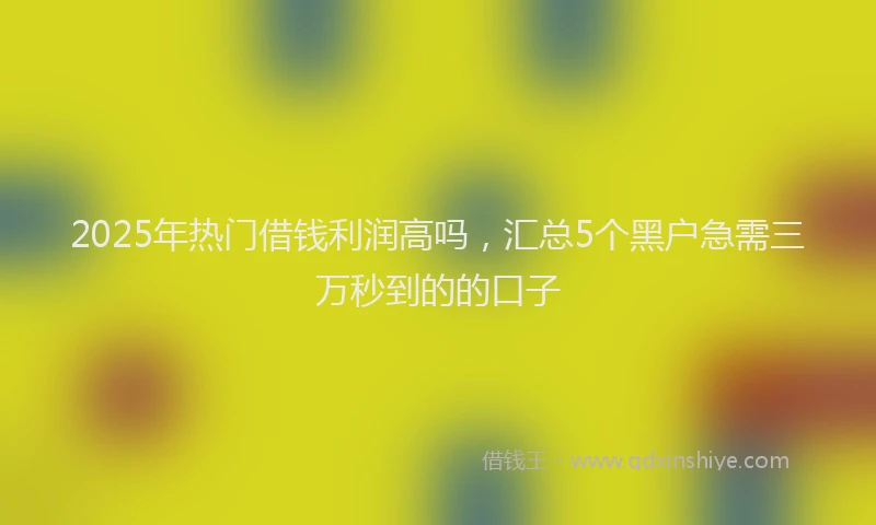 2025年热门借钱利润高吗，汇总5个黑户急需三万秒到的的口子