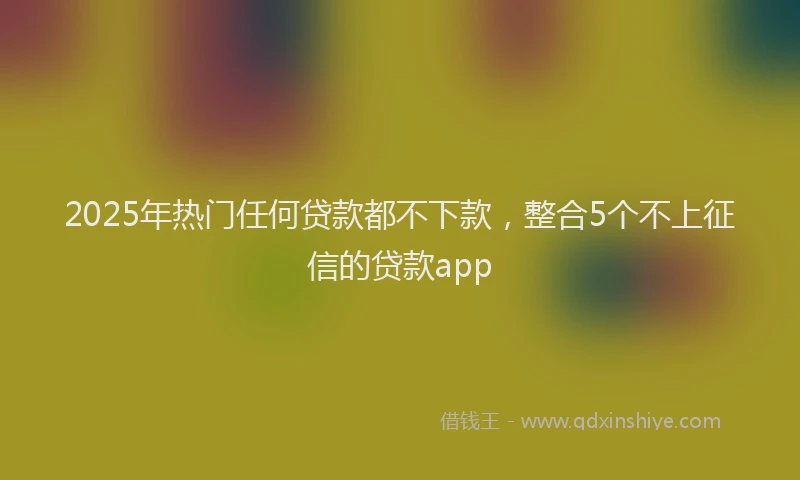 2025年热门任何贷款都不下款，整合5个不上征信的贷款app