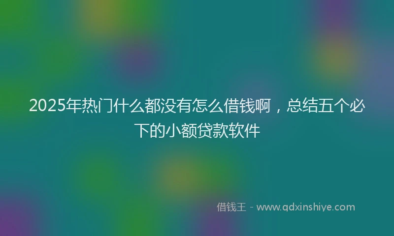 2025年热门什么都没有怎么借钱啊，总结五个必下的小额贷款软件