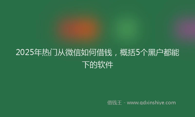 2025年热门从微信如何借钱，概括5个黑户都能下的软件