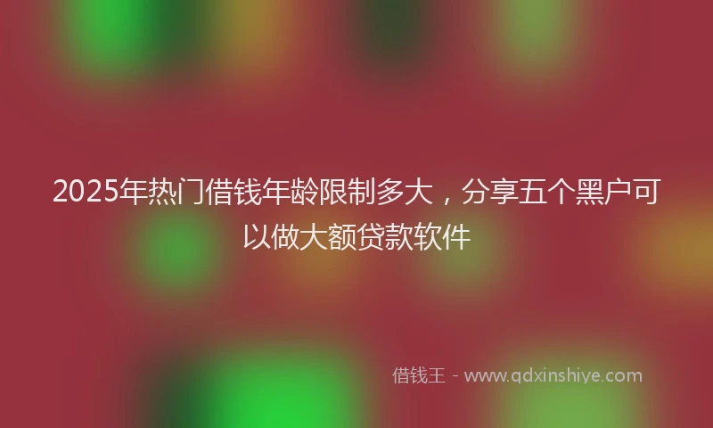 2025年热门借钱年龄限制多大，分享五个黑户可以做大额贷款软件