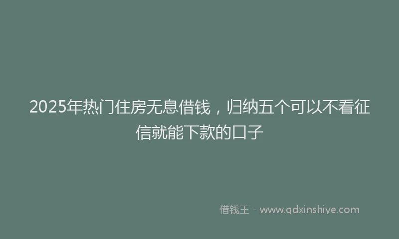 2025年热门住房无息借钱，归纳五个可以不看征信就能下款的口子