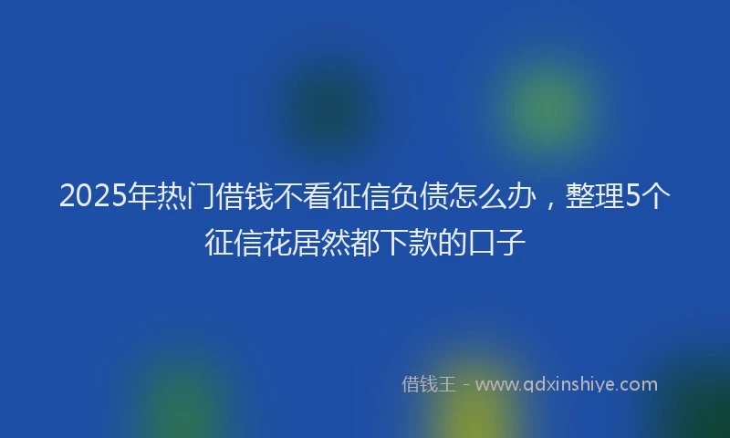 2025年热门借钱不看征信负债怎么办，整理5个征信花居然都下款的口子