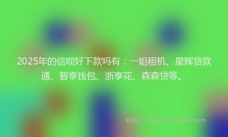 2025年的信呗好下款吗有：一姐租机、星辉贷款通、智享钱包、浙享花、森森贷等。