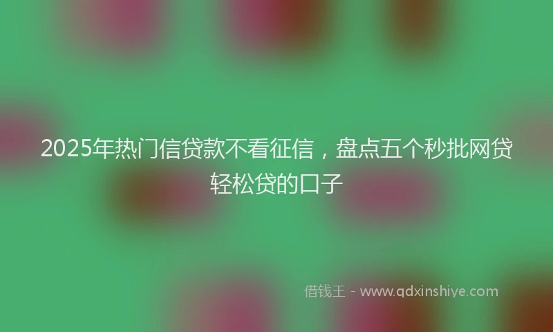 2025年热门信贷款不看征信，盘点五个秒批网贷轻松贷的口子