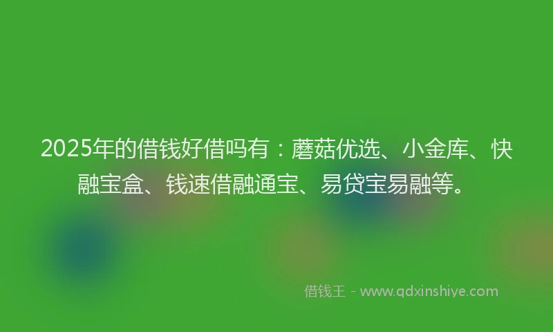 2025年的借钱好借吗有：蘑菇优选、小金库、快融宝盒、钱速借融通宝、易贷宝易融等。