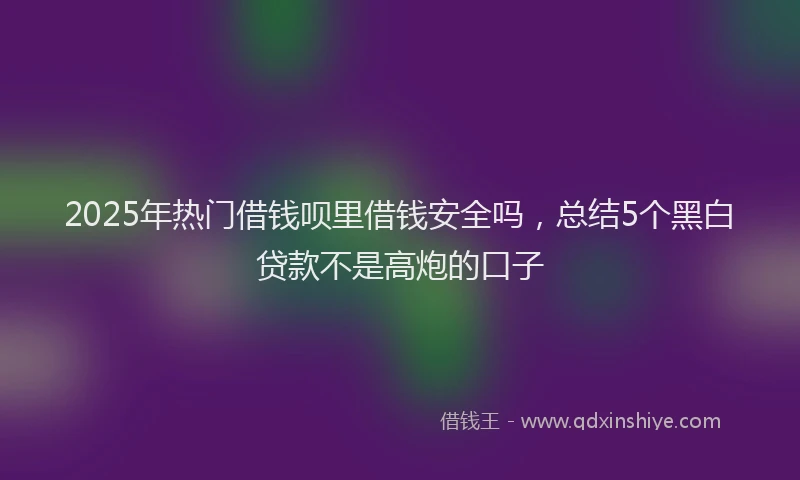 2025年热门借钱呗里借钱安全吗，总结5个黑白贷款不是高炮的口子