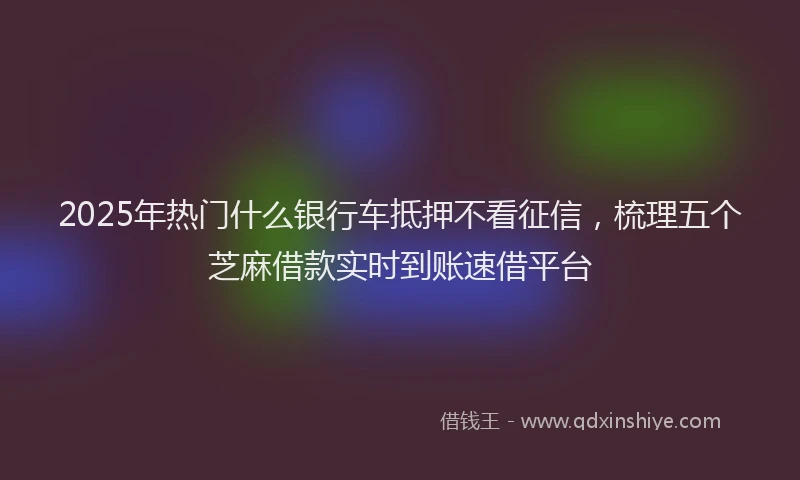 2025年热门什么银行车抵押不看征信，梳理五个芝麻借款实时到账速借平台
