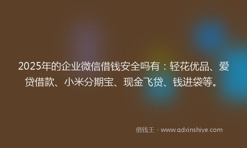 2025年的企业微信借钱安全吗有：轻花优品、爱贷借款、小米分期宝、现金飞贷、钱进袋等。