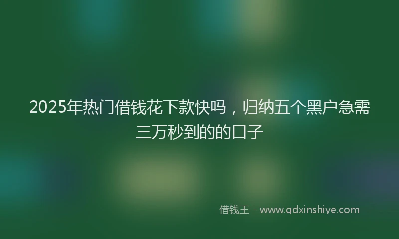 2025年热门借钱花下款快吗，归纳五个黑户急需三万秒到的的口子