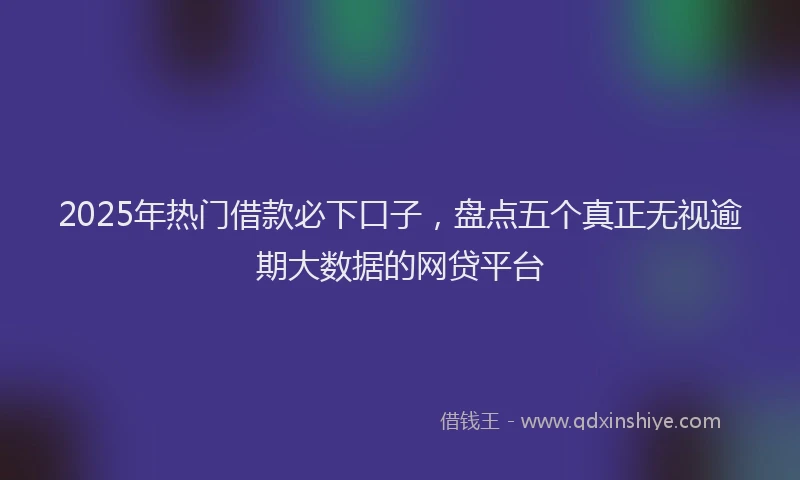 2025年热门借款必下口子，盘点五个真正无视逾期大数据的网贷平台