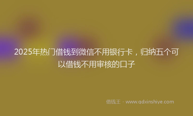 2025年热门借钱到微信不用银行卡，归纳五个可以借钱不用审核的口子
