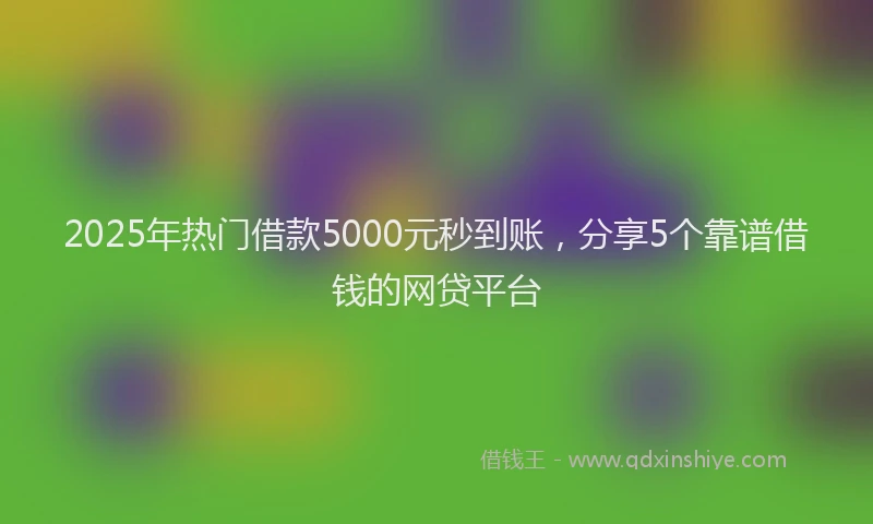 2025年热门借款5000元秒到账，分享5个靠谱借钱的网贷平台