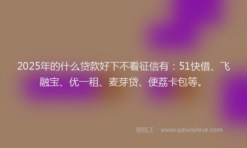 2025年的什么贷款好下不看征信有：51快借、飞融宝、优一租、麦芽贷、便荔卡包等。