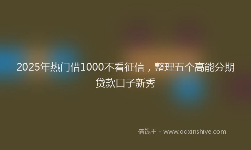 2025年热门借1000不看征信，整理五个高能分期贷款口子新秀