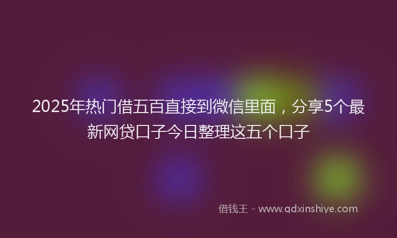 2025年热门借五百直接到微信里面，分享5个最新网贷口子今日整理这五个口子