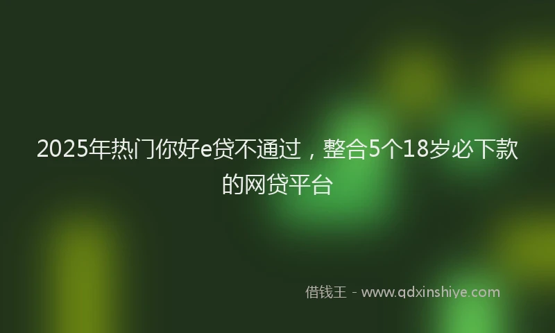 2025年热门你好e贷不通过，整合5个18岁必下款的网贷平台
