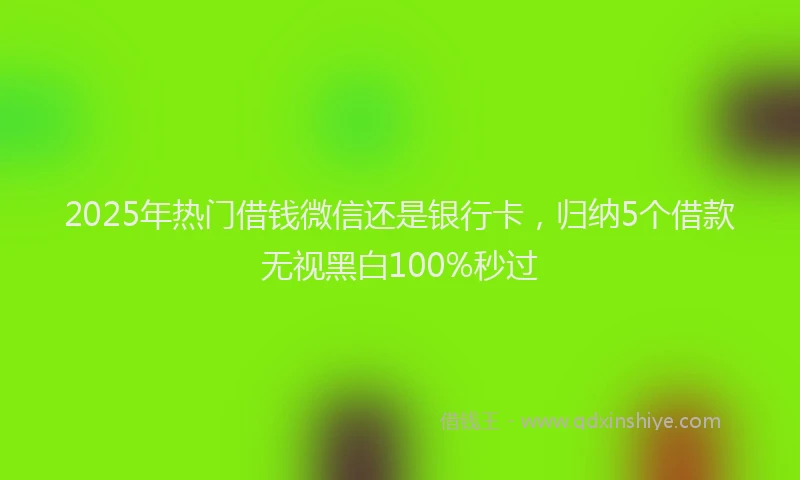 2025年热门借钱微信还是银行卡，归纳5个借款无视黑白100%秒过