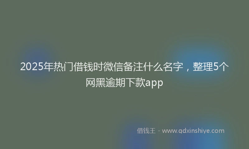 2025年热门借钱时微信备注什么名字，整理5个网黑逾期下款app