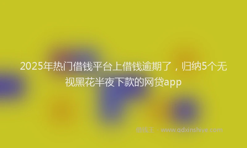 2025年热门借钱平台上借钱逾期了，归纳5个无视黑花半夜下款的网贷app