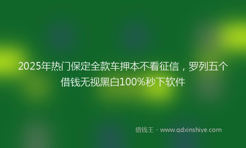 2025年热门保定全款车押本不看征信，罗列五个借钱无视黑白100%秒下软件