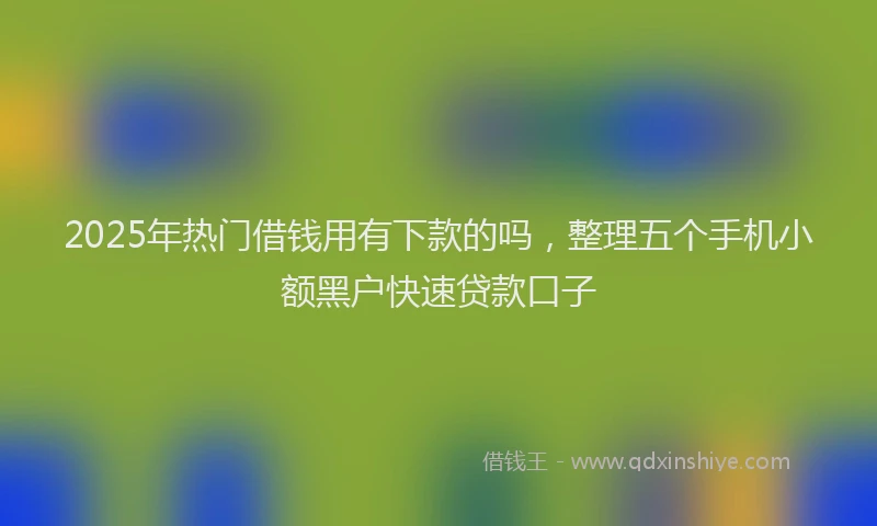 2025年热门借钱用有下款的吗，整理五个手机小额黑户快速贷款口子