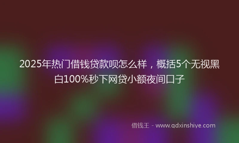 2025年热门借钱贷款呗怎么样，概括5个无视黑白100%秒下网贷小额夜间口子