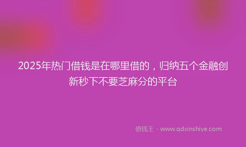 2025年热门借钱是在哪里借的，归纳五个金融创新秒下不要芝麻分的平台