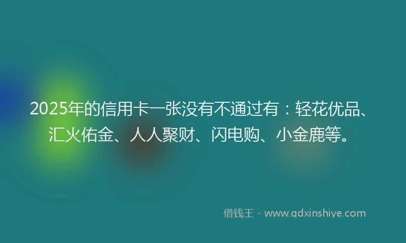 2025年的信用卡一张没有不通过有：轻花优品、汇火佑金、人人聚财、闪电购、小金鹿等。