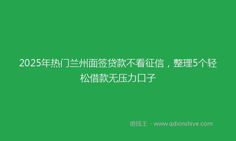 2025年热门兰州面签贷款不看征信，整理5个轻松借款无压力口子