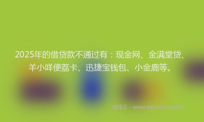 2025年的借贷款不通过有：现金网、金满堂贷、羊小咩便荔卡、迅捷宝钱包、小金鹿等。