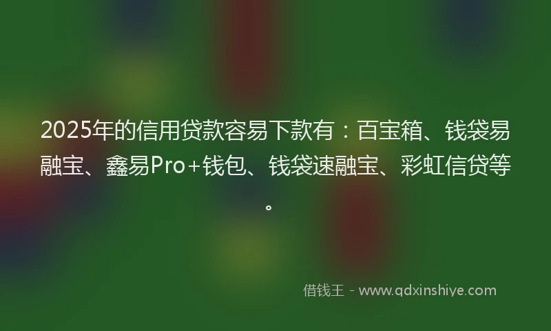 2025年的信用贷款容易下款有：百宝箱、钱袋易融宝、鑫易Pro+钱包、钱袋速融宝、彩虹信贷等。