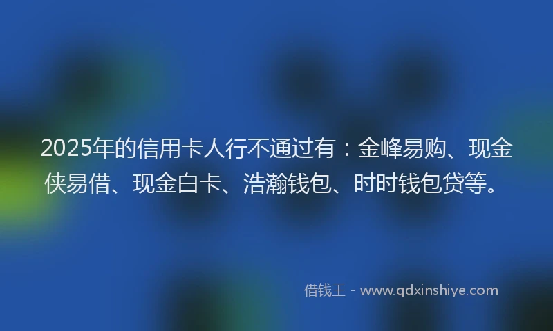 2025年的信用卡人行不通过有：金峰易购、现金侠易借、现金白卡、浩瀚钱包、时时钱包贷等。