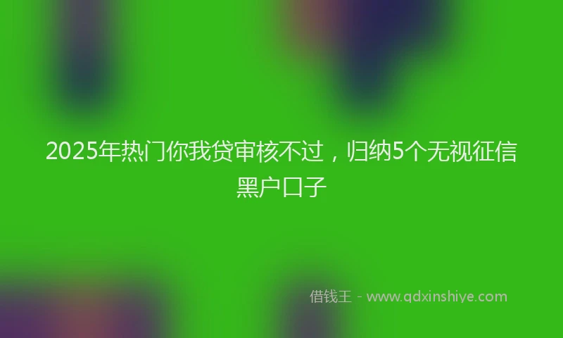 2025年热门你我贷审核不过，归纳5个无视征信黑户口子