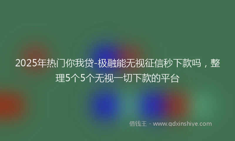 2025年热门你我贷-极融能无视征信秒下款吗，整理5个5个无视一切下款的平台