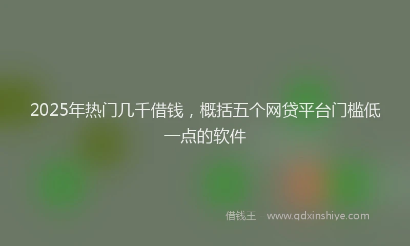 2025年热门几千借钱，概括五个网贷平台门槛低一点的软件