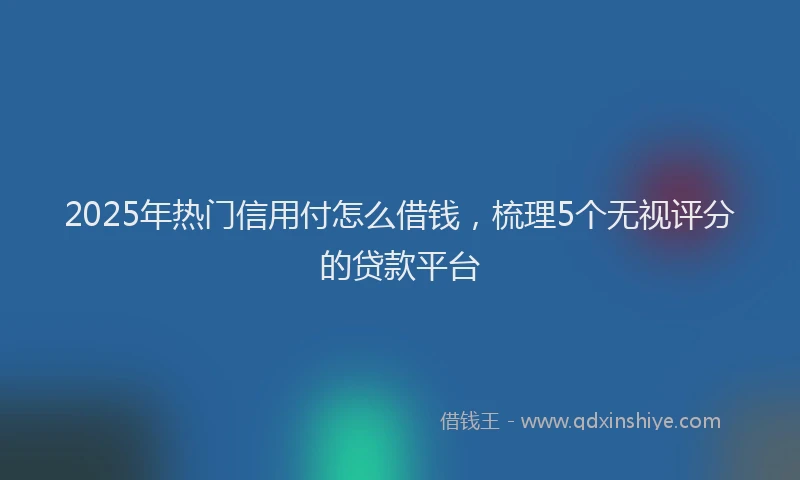 2025年热门信用付怎么借钱，梳理5个无视评分的贷款平台
