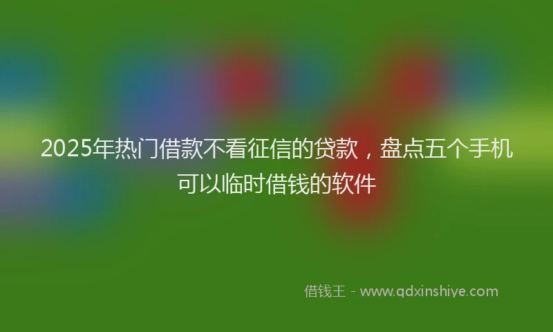 2025年热门借款不看征信的贷款，盘点五个手机可以临时借钱的软件