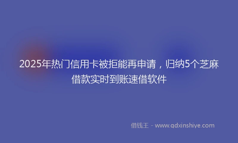 2025年热门信用卡被拒能再申请，归纳5个芝麻借款实时到账速借软件